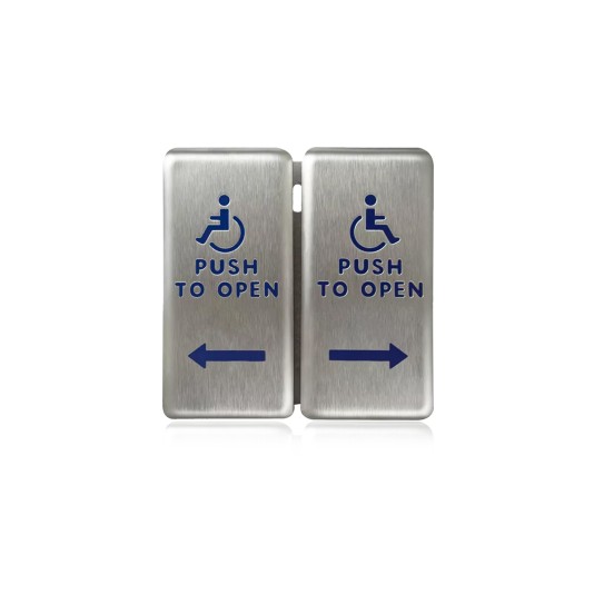 BEA Stainless Steel Push Plate Dual Gang - "Push to Open" Text & Accessibility Logo - 10PBDGP1 (Default)