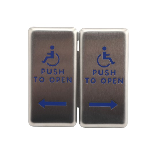 BEA Stainless Steel Push Plate Dual Gang - "Push to Open" Text & Accessibility Logo - 10PBDGP1 (Default)