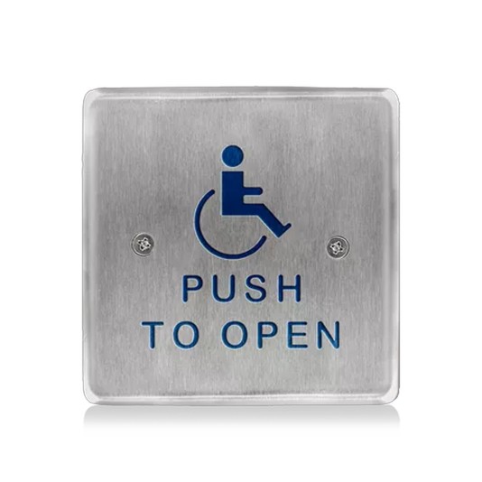BEA 4.5" Square Push Plate, 4.5" Square, Stainless Steel, Text & Logo 
