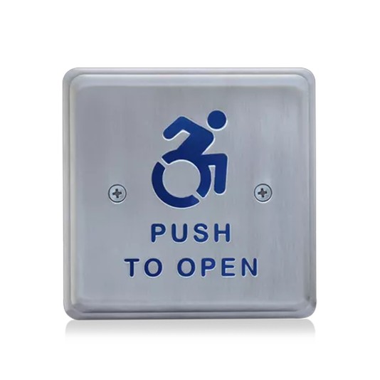 BEA 4.5" Square Stainless Steel Push Plate, Text & Alt Logo