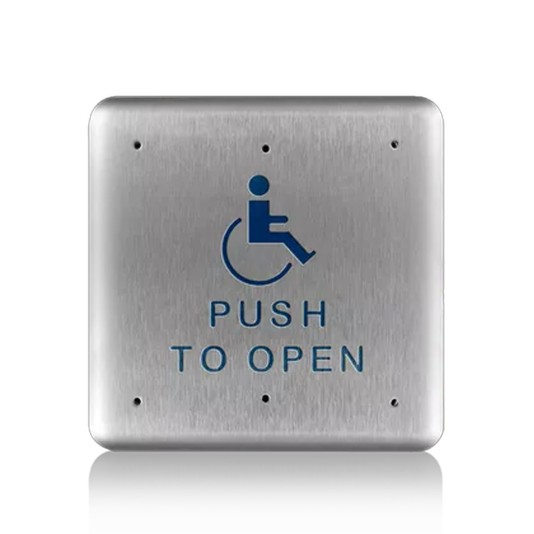 BEA Push Plate 6" Square Text & Logo Stainless Steel, .093 Thru Holes