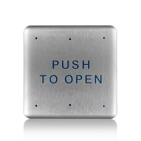 BEA Push Plate 6" Square Text Only Stainless Steel, .093 Thru Holes