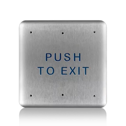 BEA Push Plate, Square Push To Exit Stainless Steel, 4.75" Square, Text Only