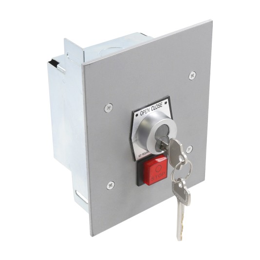 Flush Mount One Button Open-Close Keyswitch with Best Core Mortise Cylinder (NEMA 1- 15 amp @ 125/250V AC) - MMTC 1-KFS-BC