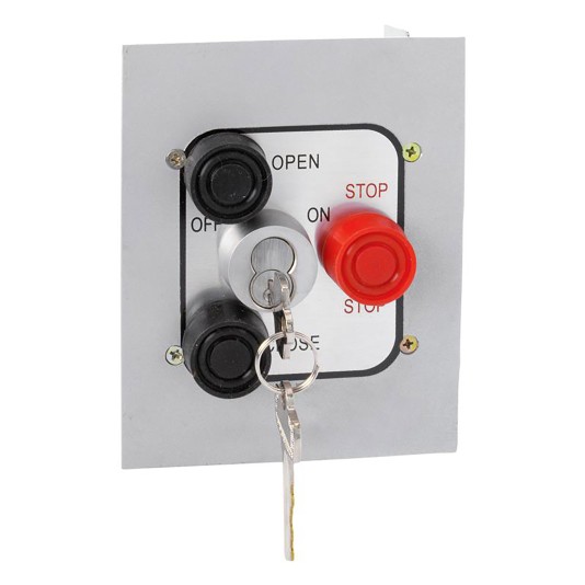 Three Button Exterior Flush Mounted Open-Close-Stop Control Station with Best Cylinder and Lockout (NEMA 4 -  6 amp @ 125/250V AC) - MMTC 3BFLX-BC
