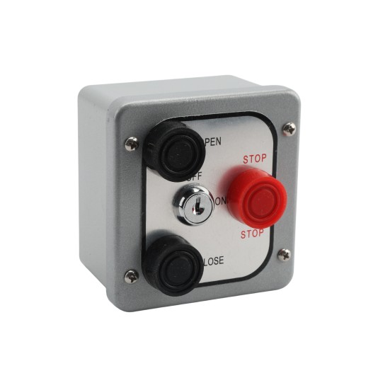 Three Button Exterior Open-Close-Stop Surface Mount with Lockout Control, Keyed Alike (NEMA 4) - MMTC 3BXL-KA