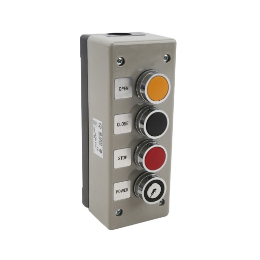 Three Button Exterior Surface Mounted Open-Close -Stop Control Station (NEMA 4 - 12 amp @ 600V AC) - MMTC 3BXLT