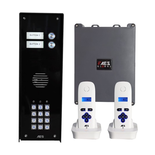 AES 703 Spartan 2 Button Wall Mount Intercom and Keypad with 2 Handsets  - 703-IBK2-US
