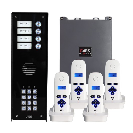 AES 703 Spartan 4 Button Wall Mount Intercom and Keypad with 4 Handsets - 703-IBK3-US