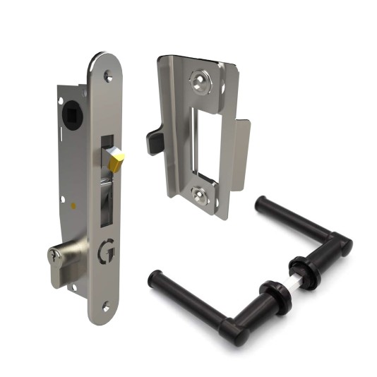 AES GateMaster Stainless Mortice Lock - Dual Cover - Plain Handles - ML4DCP