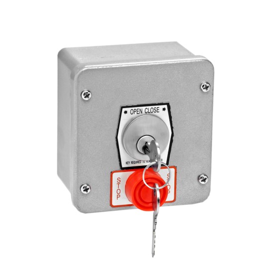 Surface Mount One Button Keyswitch with Changeable Core Cylinder (15 amp @ 125/250V AC) Aluminum - MMTC 1KXS-CC