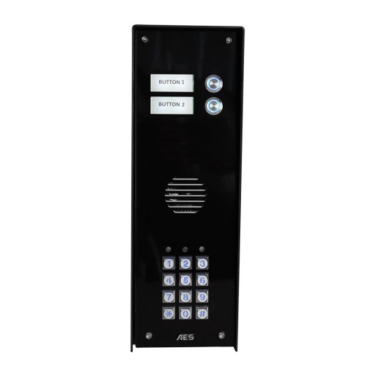 AES Assembled Cellular Imperial 2 Button Intercom Unit with Keypad (Black) - MOD-IBK2-US