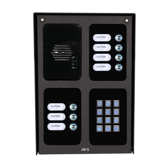 AES Assembled Cellular Imperial 7 Button Intercom Unit with Keypad (Black) - MOD-IBK7-US