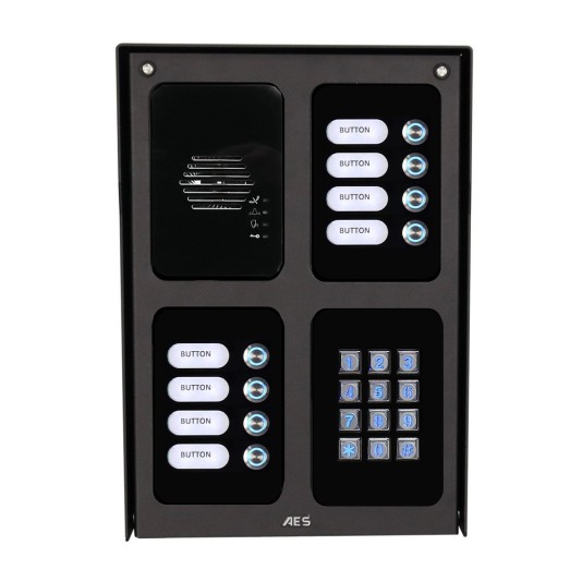 AES Assembled Cellular Imperial 8 Button Intercom Unit with Keypad (Black) - MOD-IBK8-US