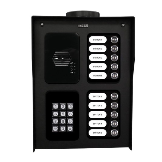 AES Assembled Cellular 10 Button Intercom Unit with Keypad (Black) - MOD-PBK10-US