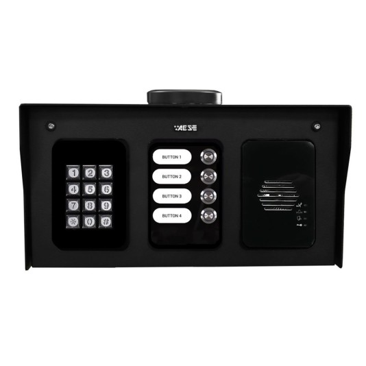 AES Assembled Cellular 4 Button Intercom Unit with Keypad (Black) - MOD-PBK4-US