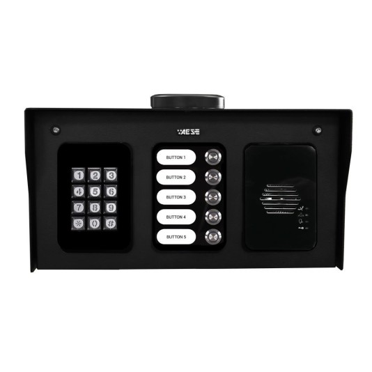 AES Assembled Cellular 5 Button Intercom Unit with Keypad (Black) - MOD-PBK5-US