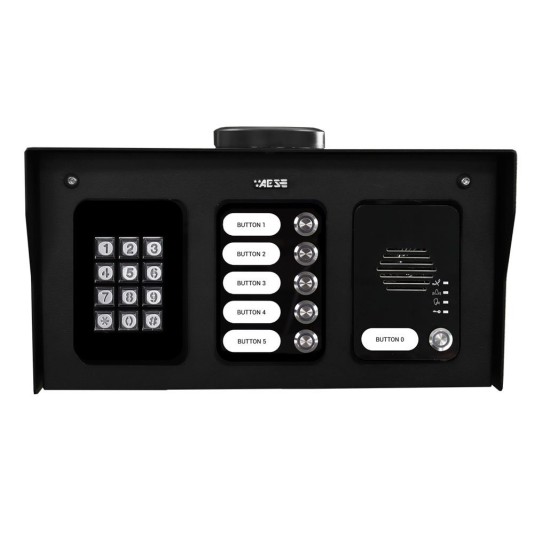 AES Assembled Cellular 6 Button Intercom Unit with Keypad (Black) - MOD-PBK6-US