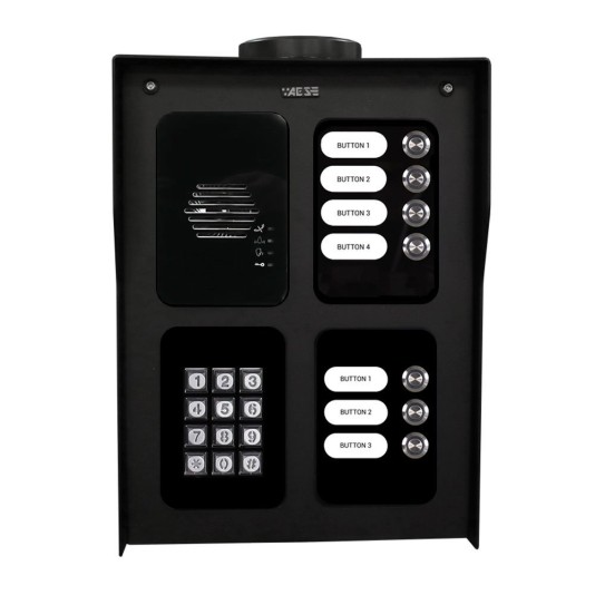 AES Assembled Cellular 7 Button Intercom Unit with Keypad (Black) - MOD-PBK7-US
