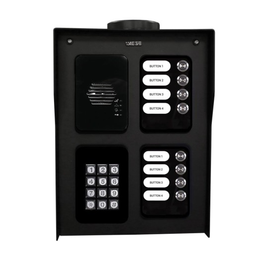 AES Assembled Cellular 8 Button Intercom Unit with Keypad (Black) - MOD-PBK8-US