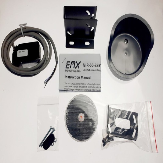 EMX Retroreflective Photoeye Kit UL325 NC / 10K Across N.O. Contact - NIR-50-325-KIT-SENSOR-REFLECTOR-HOOD (Default)