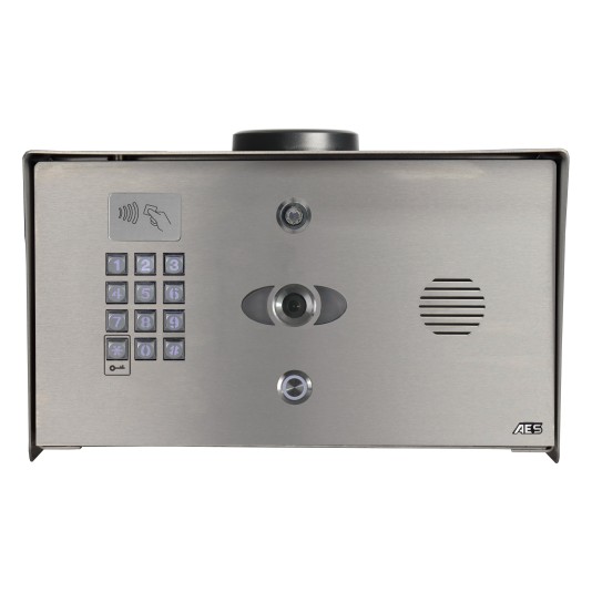 AES 1-Button Opyn Pro 4G Video Callbox with Keypad, Proximity 125k Reader, & built-in 4G Cellular Router (Stainless Steel, Pedestal Mounted) - OPYN-PRO-4G-PSK-US