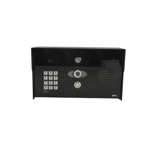 AES 1-Button Opyn Pro IP Callbox with Keypad & Proximity 125k Reader (Powder-Coated, Pedestal Mounted) - OPYN-PRO-IP-PBK-US