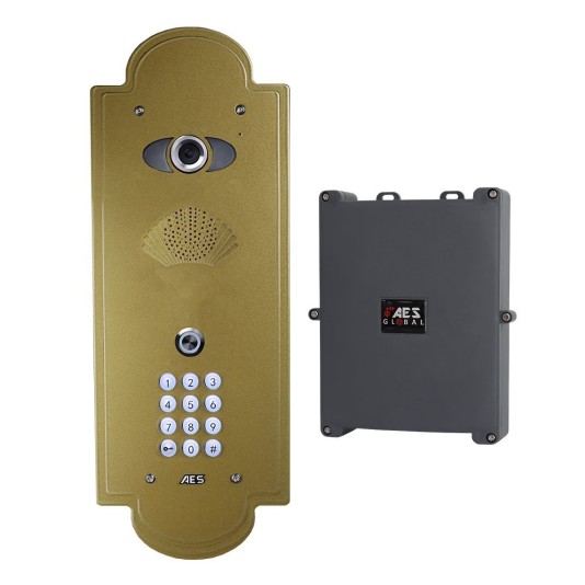 AES Praetorian 4G Vintage Flush Mount Intercom with Keypad (Gold) - PRAE-4G-VFGGK-EU