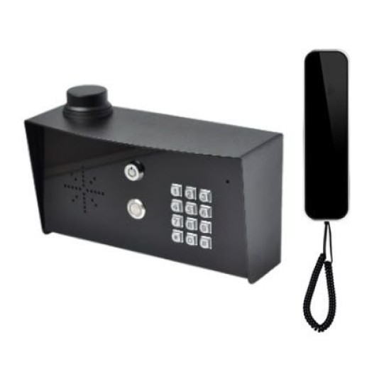 AES Slim Hardwired Audio Imerial Intercom with Corded Handset and Keypad (Black) 