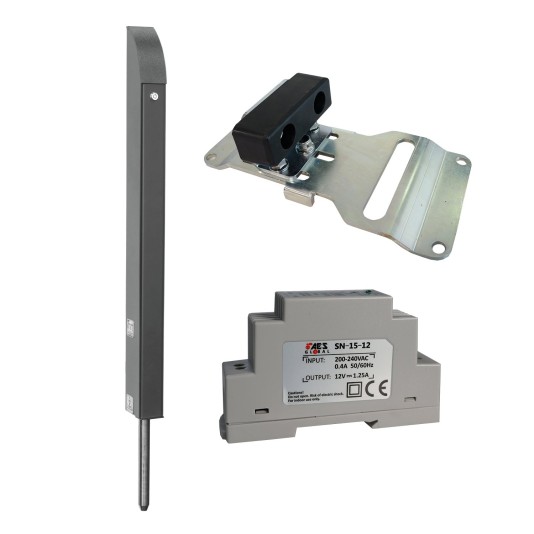 AES Tomalok Electric Drop Bolt (Anthracite Grey) - 150mm w/ 24v Din Rail Power Supply & Ground Stop (Default)