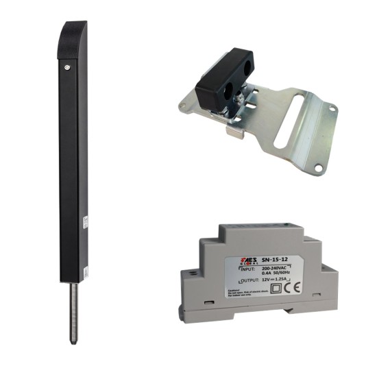AES Tomalok Electric Drop Bolt (Black) - 150mm With 24V Din Rail Power Supply and Ground Stop - TL-B-150-KIT