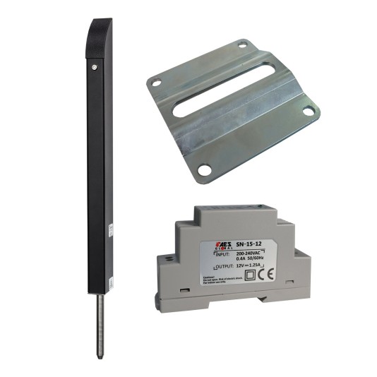 AES Tomalok Electric Drop Bolt (Black) - 150mm w/ 24v Din Rail Power Supply & Ground Plate (Default)