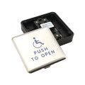 ADA Compliant BEA 4.75" Square Push to Open Wireless Push Plate (Text & Accessibility Logo, 900 MHz) - 10EMS4751-900
