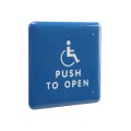 ADA Compliant BEA 4.75" Square Stainless Steel Push to Open Push Plate (Text & Blue Accessibility Logo) - 10PBS1B