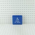 ADA Compliant BEA 4.75" Square Stainless Steel Push to Open Push Plate (Text & Blue Accessibility Logo) - 10PBS1B