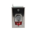Flush Mount Keyswitch with Changeable Core Cylinder and Stop Button (NEMA 1 - 15 amp @ 125/250V AC) - MMTC HBFSX-CC