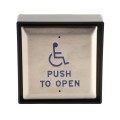 ADA 4" Square Exit Handicap Logo Push to Open Button - Stainless Steel - Surface Mount ABS Box (Default)