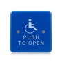ADA Compliant BEA 4.5" Square Stainless Steel "Push to Open" Push Plate (Text & White Accessibility Logo) - 10PBS451B